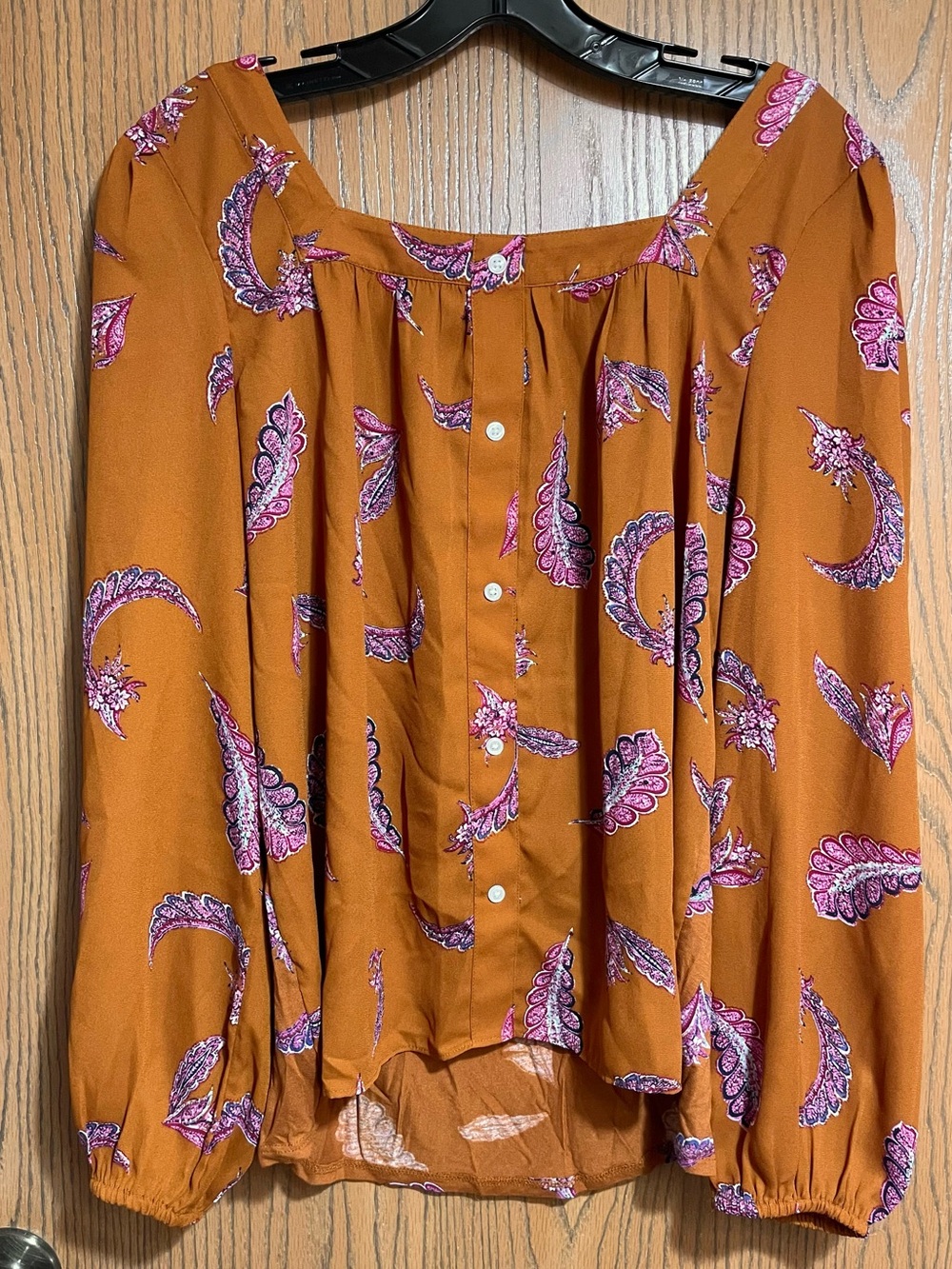 LOFT Outlet Brown Blouse with Pink Accents